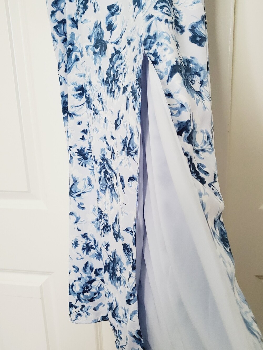 Abercrombie & Fitch Camille Blue Floral Midi Dress XS High Slit Cottagecore Boho - Picture 13 of 16